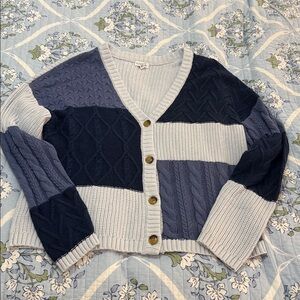 Olivia Sky Navy and Light Blue Knit Cardigan